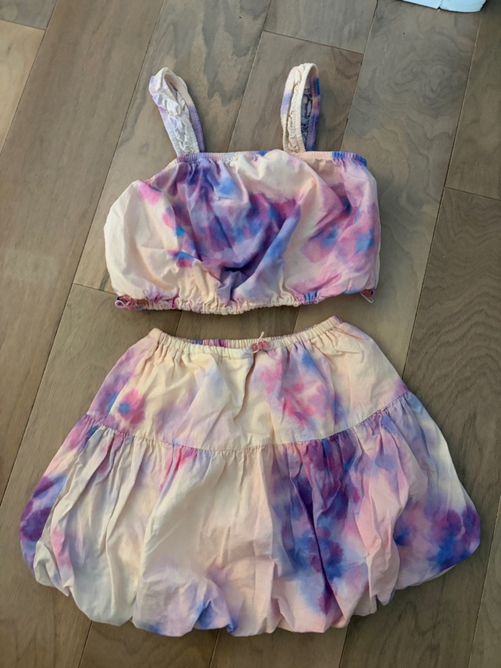 Zara Girls Two-Piece Tie-Dye Pink Purple Top and Skirt